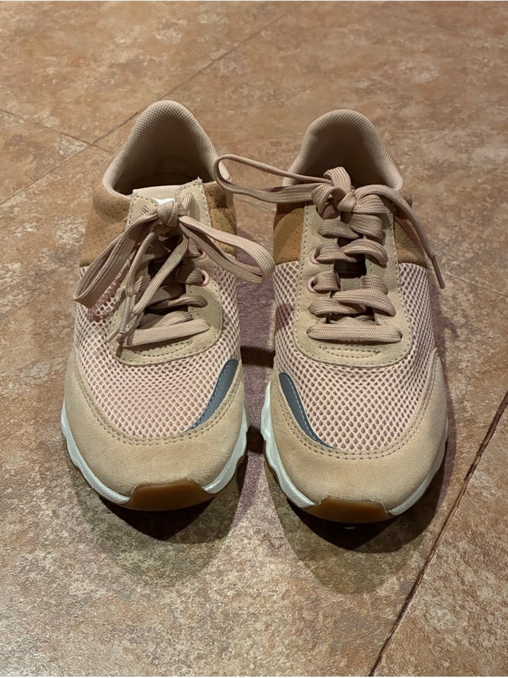 Sorel Women's Pink Beige Mesh Athletic Sneakers